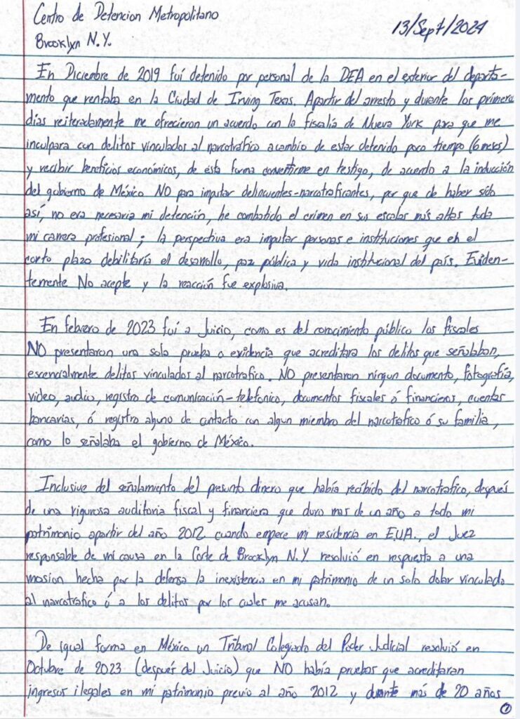 Texto de García luna