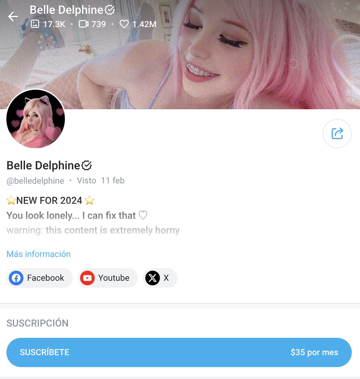 Foto: Belle Delphine vía OF