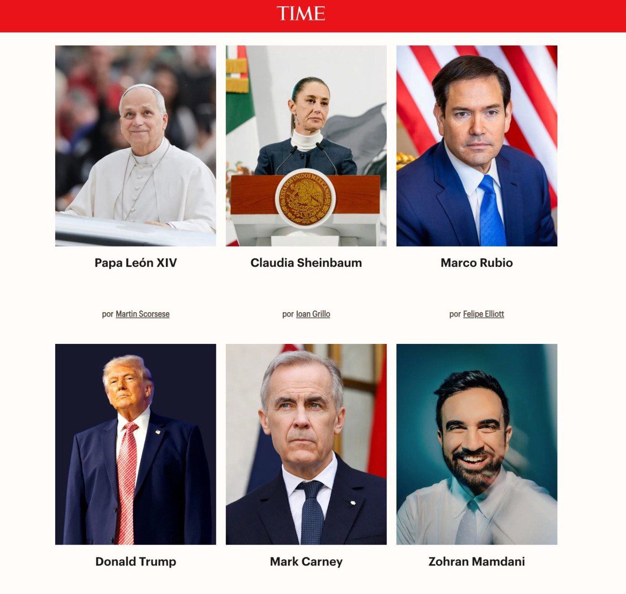 La mandataria Claudia Sheinbaum comparte el título con otros líderes internacionales como Pope Leo XIV, Mark Carney, Zohran Mamdani y Marco Rubio.